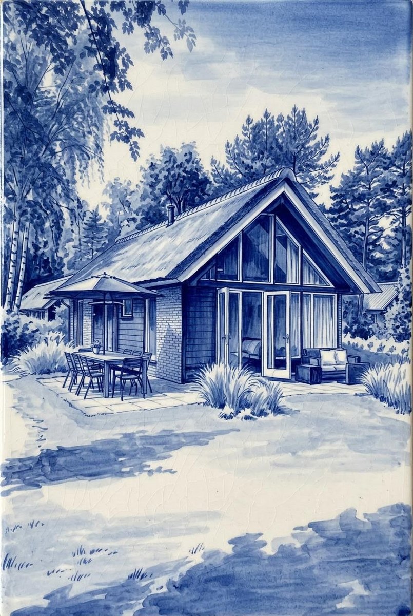 Voorbeeldwerk in stijl Delfts blauw