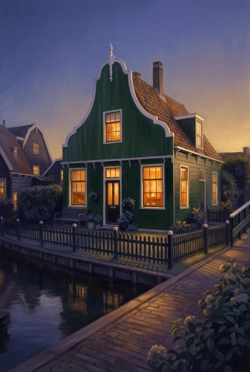 Het Zaanse huisje in de stijl Gouden avond